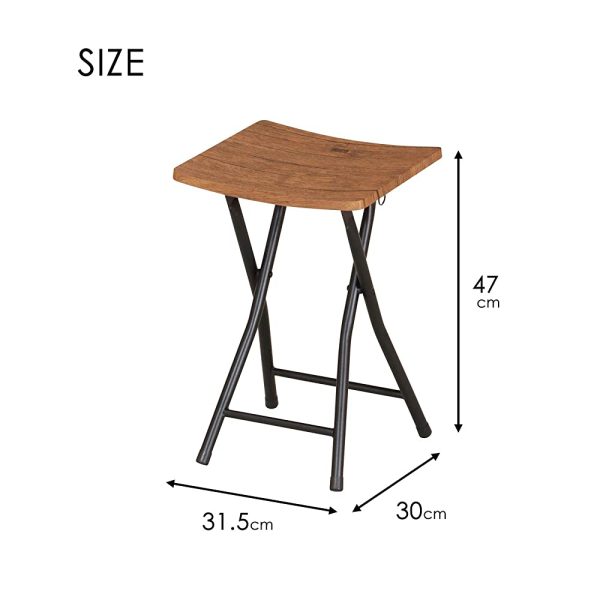 Koji PFC-VS1(BR) Folding Chair, Brown, Approx. 12.4 x 11.8 x 18.5 inches (31.5 x 30 x 47 cm), Folding Stool Online now - Image 3