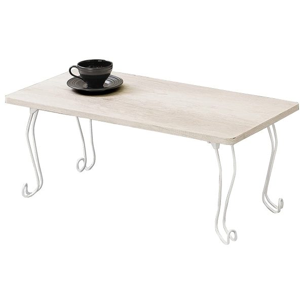 Hagiwara MT-6862WS Low Table, Center Table, Desk, Wood Grain Top Plate x Steel Cat Legs, Foldable, Finished Product, Lightweight, Cute, Living Room, Sofa Table, Width 31.5 inches (80 cm), White Cheap