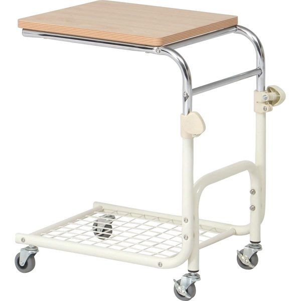 Fuji Boeki 70394 Bed Table, Height 23.8 - 28.7 inches (60.5 - 73 cm), White, Adjustable Height with Wheels Hot on Sale