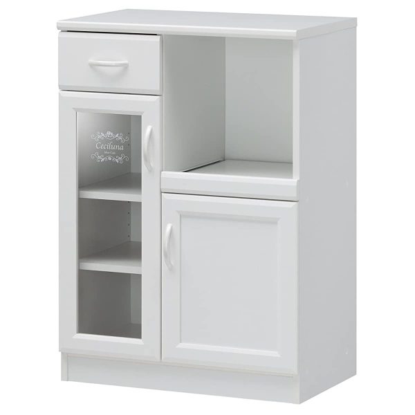 Shirai Sangyo CEC-9065SL Cecilna Cupboard with Slide, Cupboard, White, Width 25.4 inches (64.5 cm), Height 35.8 inches (90.9 cm), Depth 16.3 inches (41.4 cm) For Discount