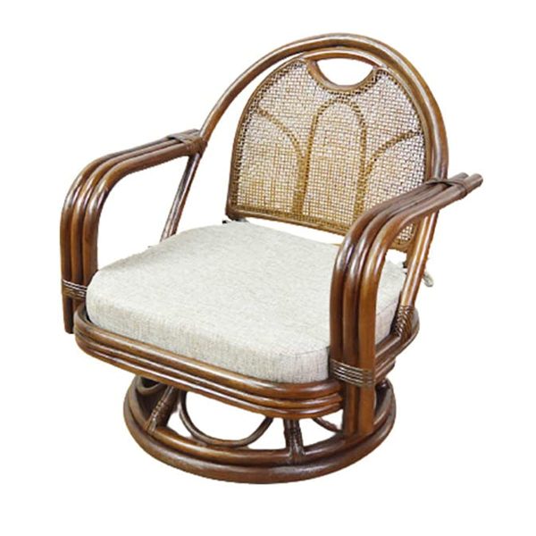 Otake Sangyo Rattan Rattan Rotating Floor Chair, Japanese Room, Low Type, Brown, 22.0 x 19.7 x 22.8 inches (56 x 50 x 58 cm) Sale