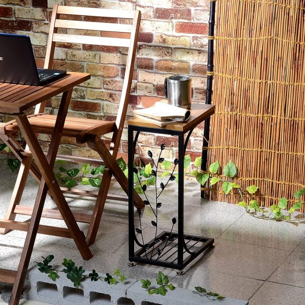 Kuai Iron Wooden Top Plate, Side Table, Steel Frame, Width 12.2 x Depth 8.3 x Height 20.9 inches (31 x 21 x 53 cm), Walnut Hot on Sale - Image 3