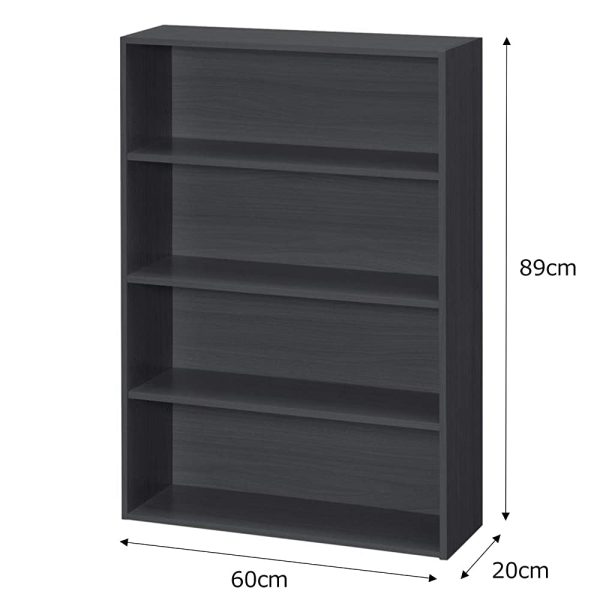 BLKP N-7575 Pearl Metal Bookcase, 4 Tiers, Limited, Black, Width 23.6 x Depth 7.9 x Height 35.0 inches (60 x 20 x 89 cm), Movable Shelves Included, Manga Paperback Book, Storage Rack, Black Online Hot Sale - Image 3