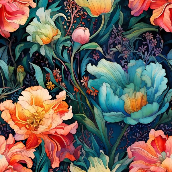 Nouveau Floral Pattern #6 Fabric Online now