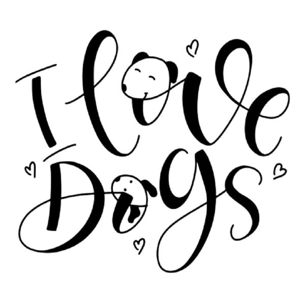 I Love Dogs Fabric Panel - White For Discount