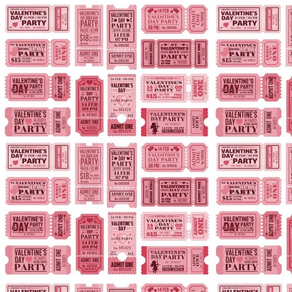 Retro Valentine s Day Party Tickets Fabric Cheap