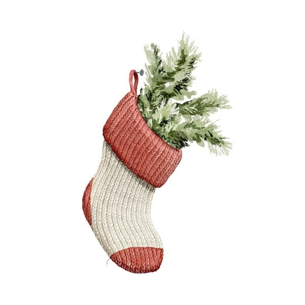 Knit Stocking With Tree Branches Fabric Panel For Discount