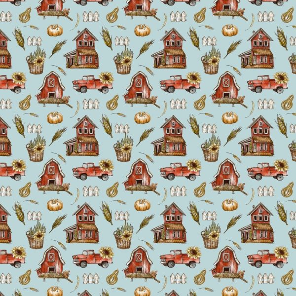 Rustic Farmhouse Fabric - Blue Online