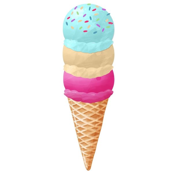Triple Ice Cream Cone with Sprinkles Fabric Panel Supply