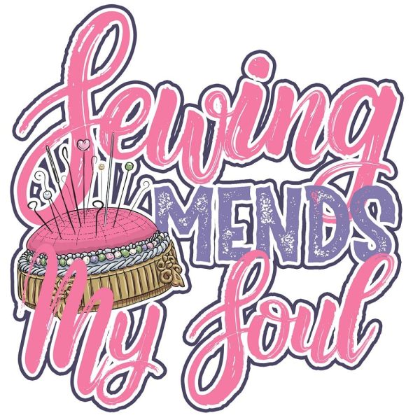 Sewing Mends My Soul Fabric Panel - Pink Sale