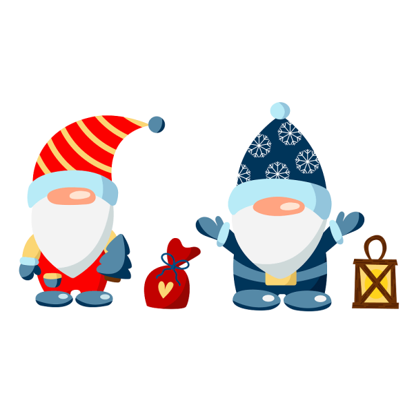 Two Winter Gnomes Fabric Panel - White For Discount