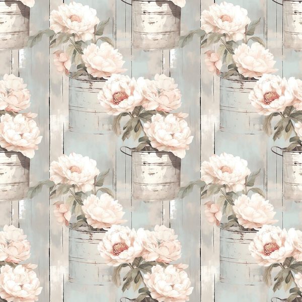 Milk Can Flowers Pattern #11 Fabric For Sale