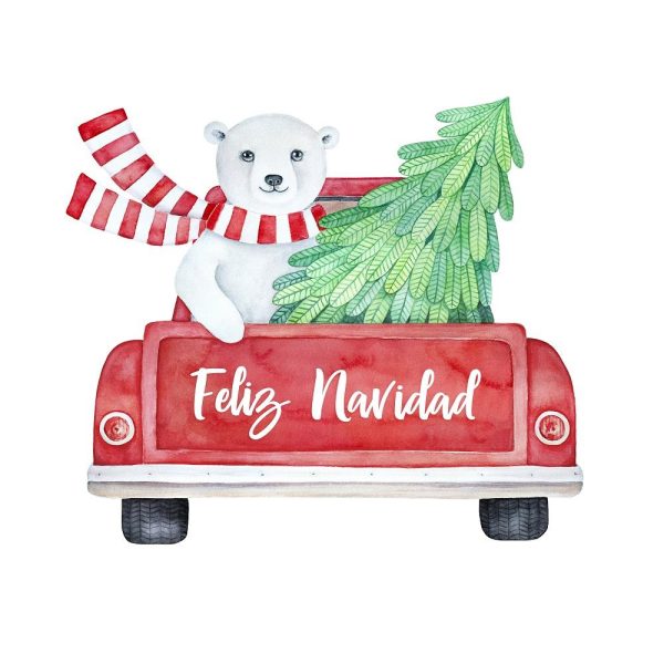 Polar Bear Feliz Navidad Fabric Panel on Sale